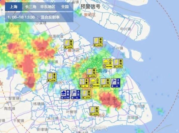 刚刚,浦东升级暴雨预警!上海市民,注意防范:本市雷电黄色预警高挂,闵行可能有冰雹