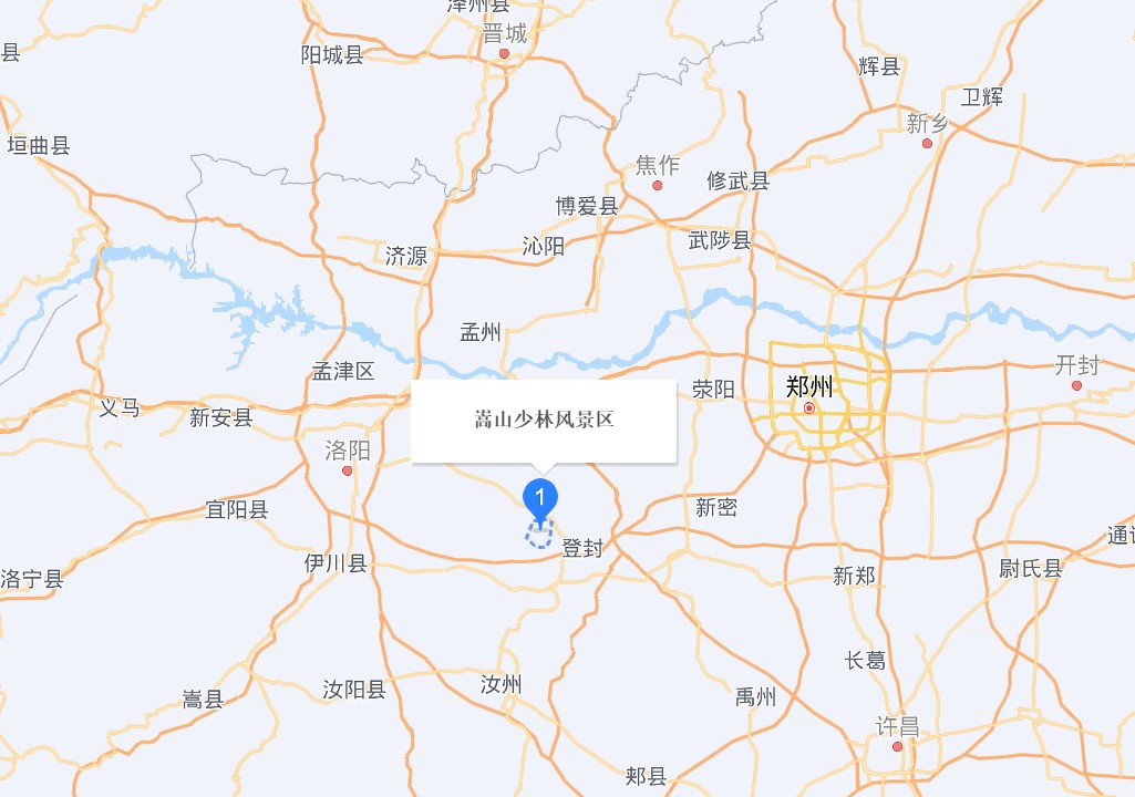嵩山在哪里?嵩山在哪个省?河南中岳嵩山的位置地图