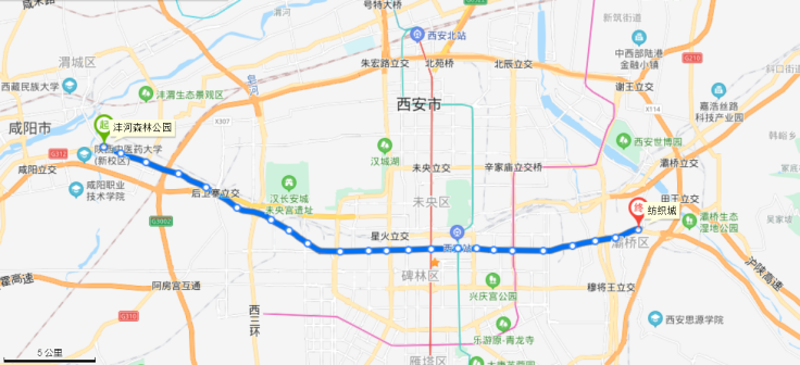 西安地铁1号线线路走向图