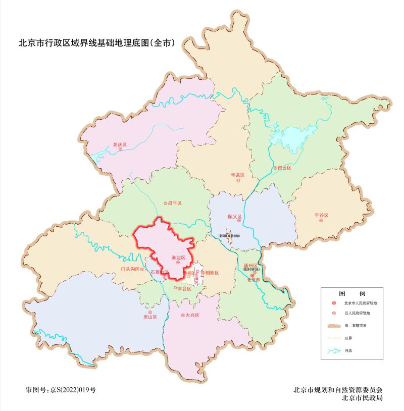 北京市海淀区区域位置关系图，海淀区位于北京市哪个方位位置地图