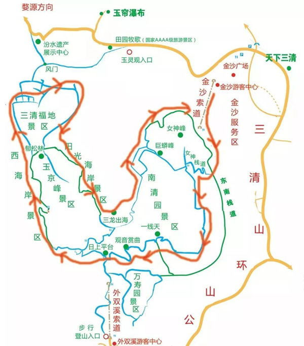 三清山一日游路线图