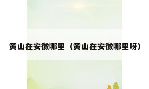 黄山在安徽哪里（黄山在安徽哪里呀）