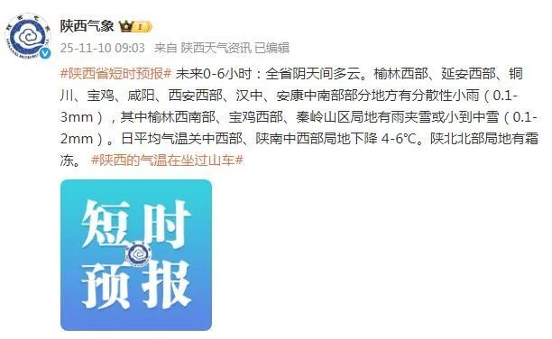 降雨+雨夹雪！陕西降温、降雨马上到