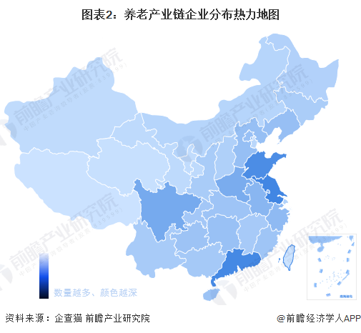 图表2：养老产业链企业分布热力地图