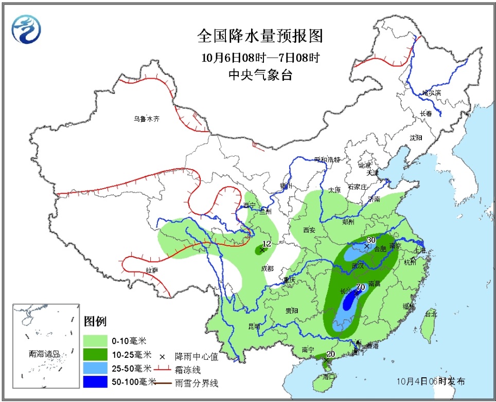 未来三天全国天气预报(10月04日)